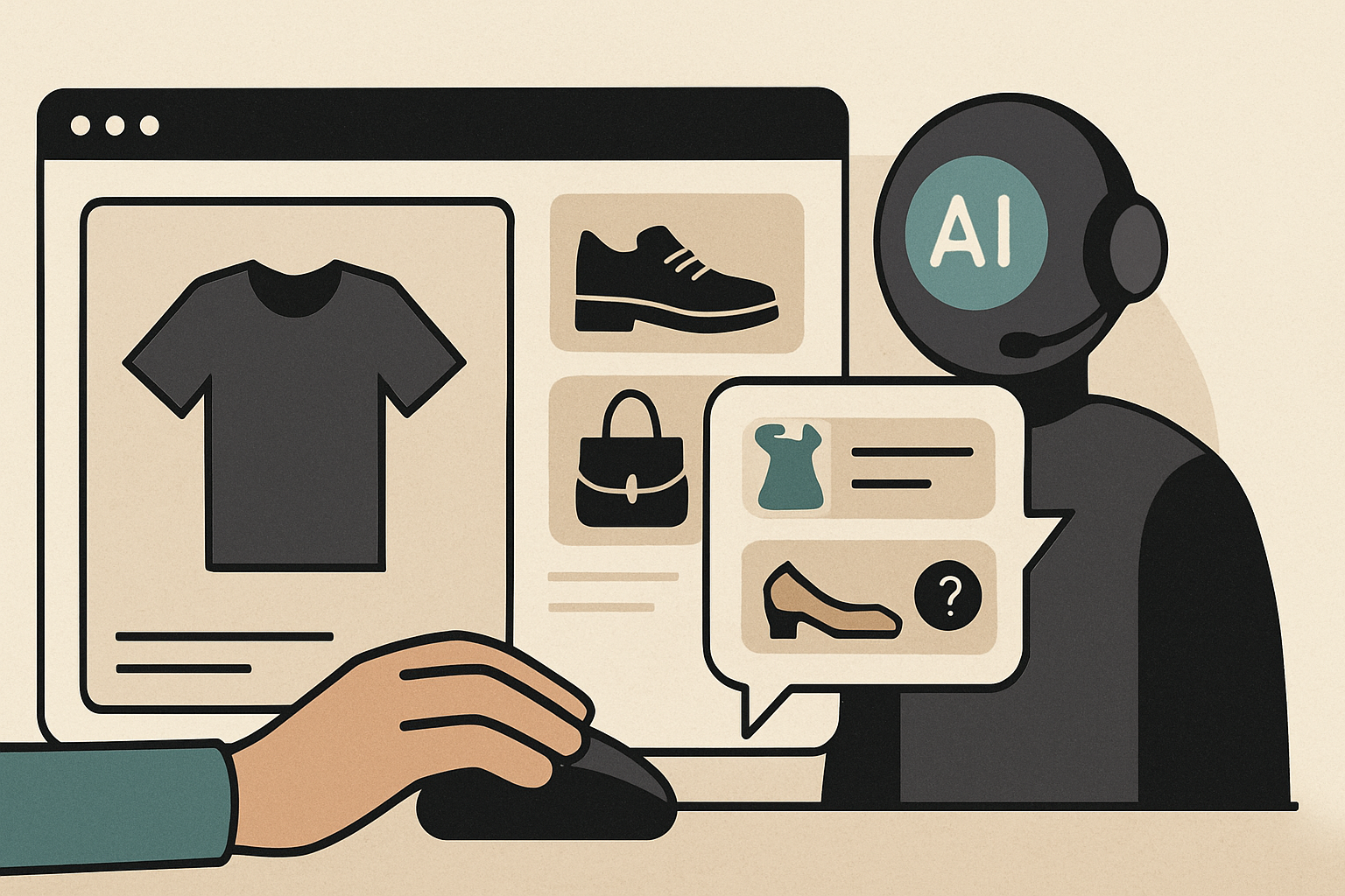 Illustrasjon for AI Shopping CoPilot – chat som personlig shopper på alle nettbutikker