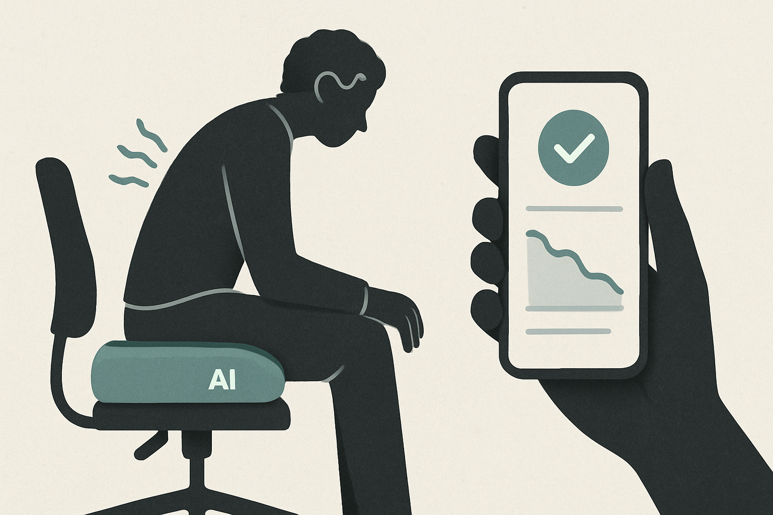Illustrasjon for Smart sittepute med AI som retter holdningen