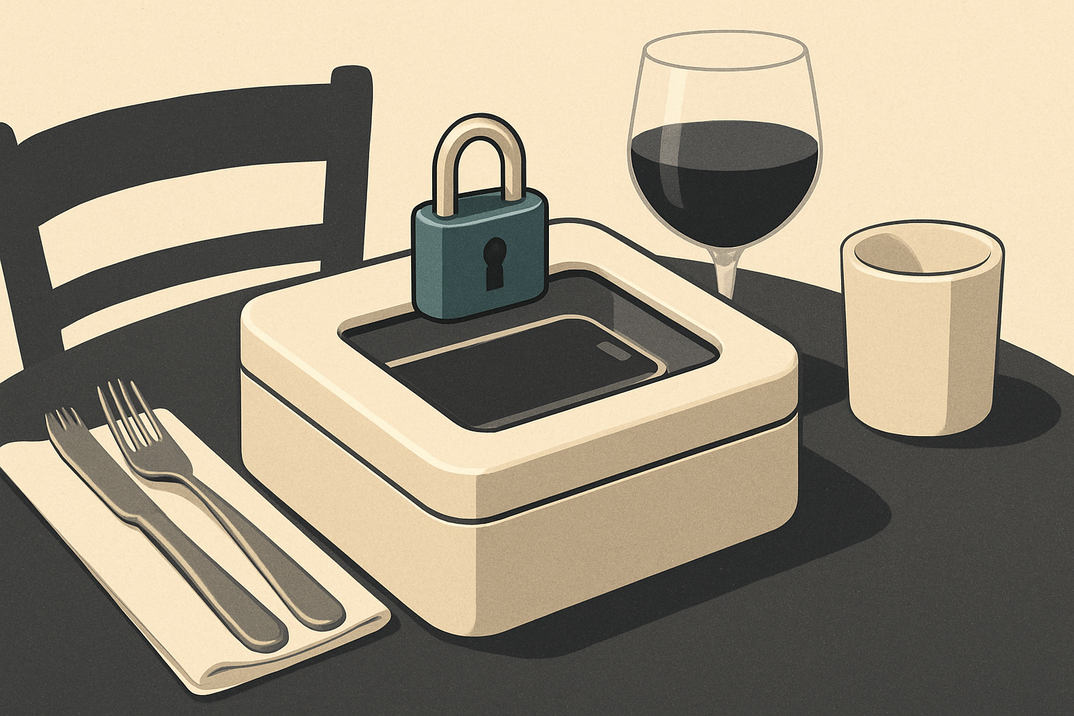Illustrasjon for Tabletop lockbox for restauranter