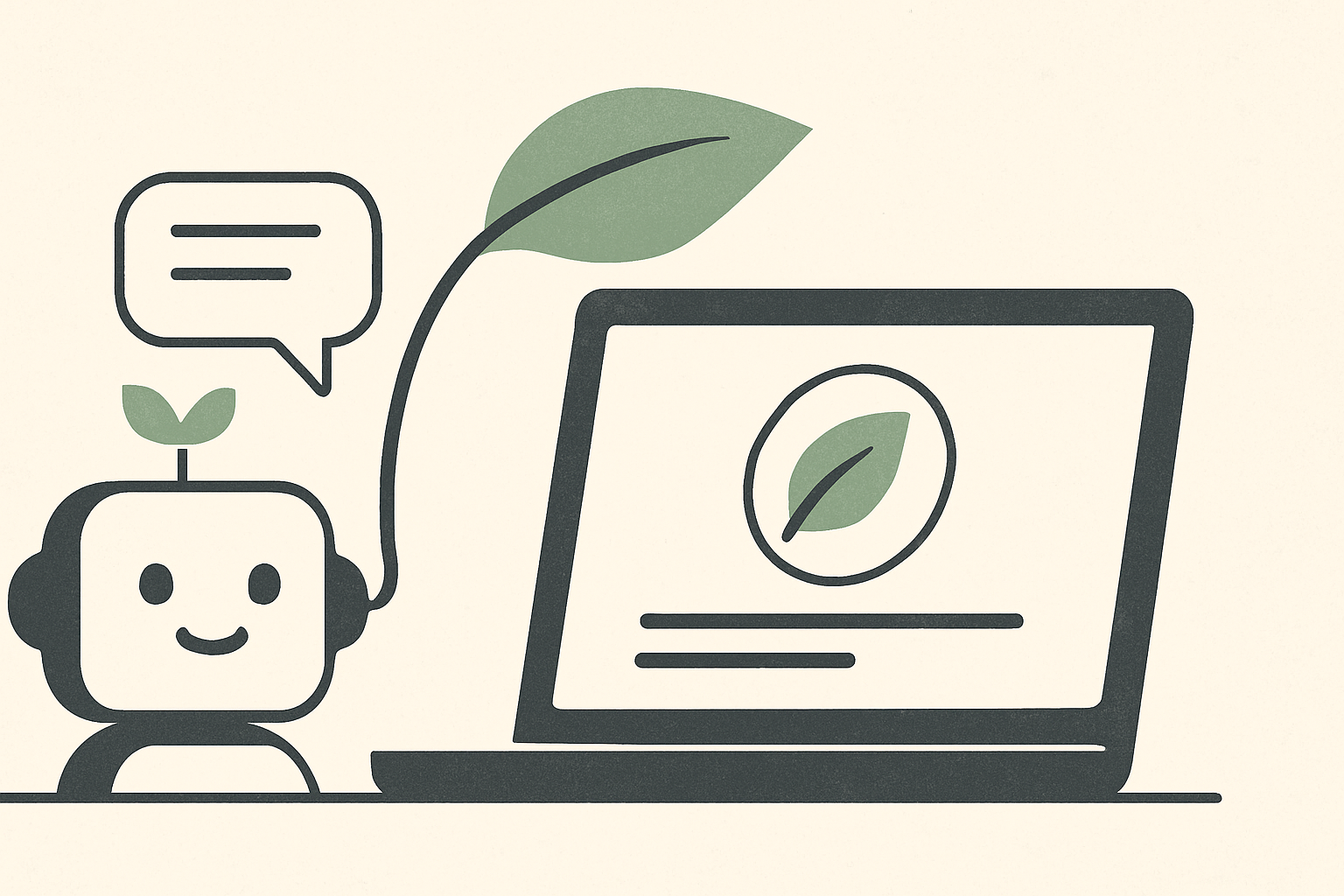 Illustrasjon for Eco-bevisst AI: grønn chatbot og nettleser