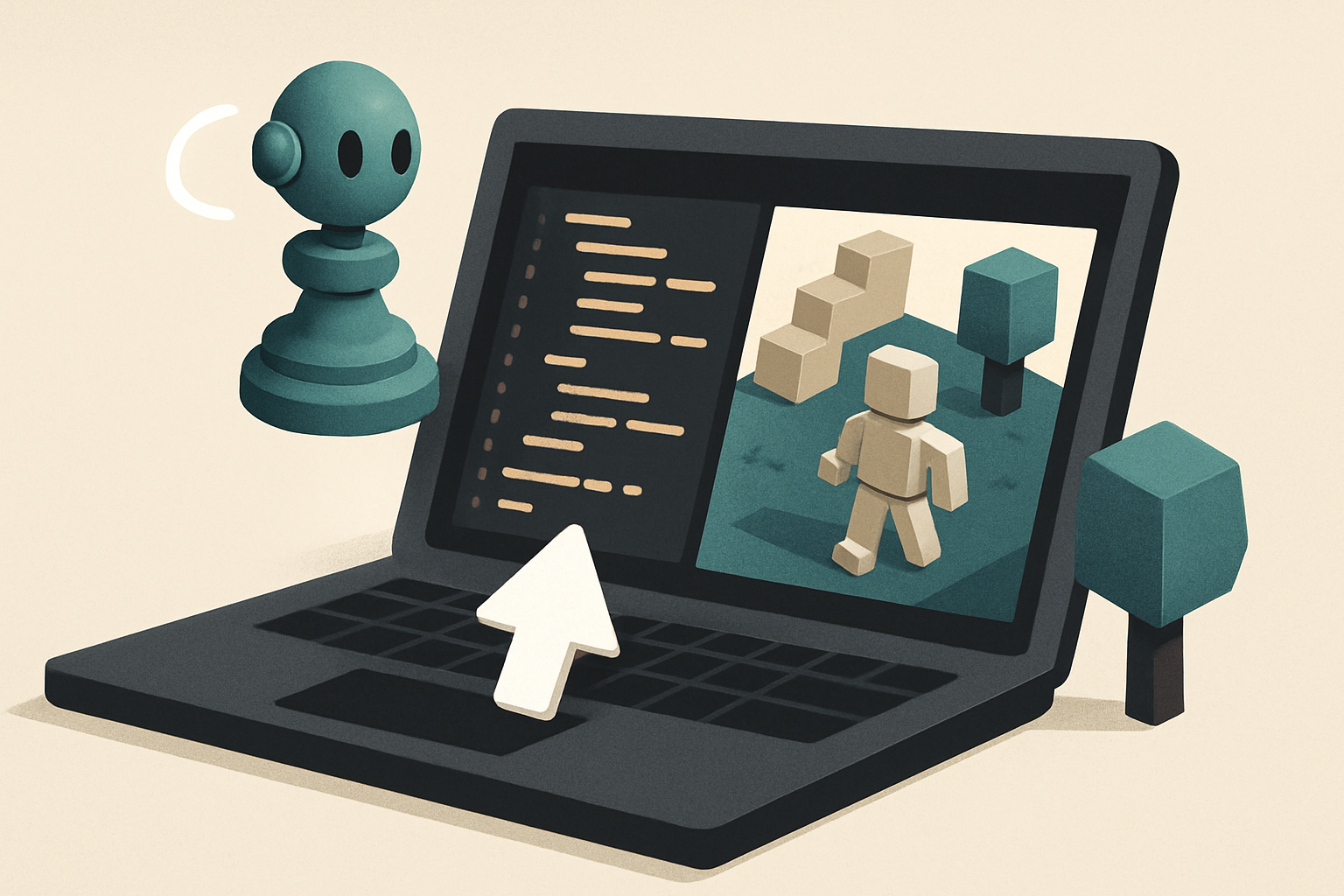 Illustrasjon for AI-IDE for brukerskapte spill (UGC)